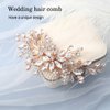 Yean Crystal Bride Wedding Hair Comb Rose Gold Flower Bridal Hair Piece Rhienstone Hair Accessories for Women and Girls (Rose gold)