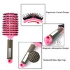 MOODKEY 2PCS Curved Vented Hair Brush Boar Bristle Hair Brushes Paddle Detangling Brush Professional Styling Hairbrushes Detangler for Women/Men/Kids Wet Dry Thick Curly Straight Hair (Pink+Purple)