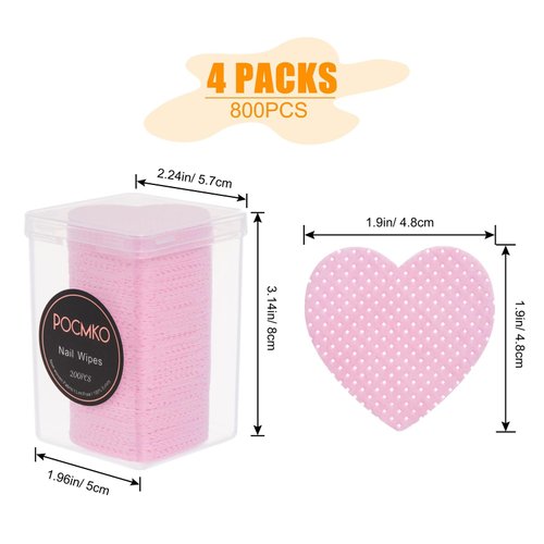 POCMKO 800 PCS Lint Free Nail Wipes for Gel Nail Polish Remover, Dry Pad Nail Polish Remover Wipes, Nail Glue Remover, Nail Supplies