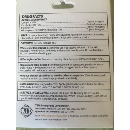 Zen Women's Relief Balm- All-Natural Pain Reliever with Jasmine Oil & 11 Essential Oils- Works Great for Menstrual Cramps, Backaches, Headache, Joints & Muscle Pain (0.7 oz)