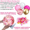 Gejoy 129 Pcs Pink Birthday Garland Arch Kit Confetti Latex Balloons with 2 Rolls Tape Valentines Decorations Party Balloons Wedding Baby Shower Decor(Pink, White, Rose Red, Metallic Gold)