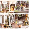 DIY Miniature House Kit,Pet Shop Dollhouse with Furniture & LED,Adults Teens Mini House Building Kit,3D Wooden Crafts Tiny House Model,Xmas New Year Birthday Gifts Home Table Decor,Fun for Self Time