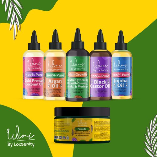 Wini by Locsanity Loose Natural Haircare Bundle for Healthy, Moisturized Hair - Pomade, Growth Oil, Jamaican Castor oil, Coconut Oil, Jojoba Oil, Argan Oil