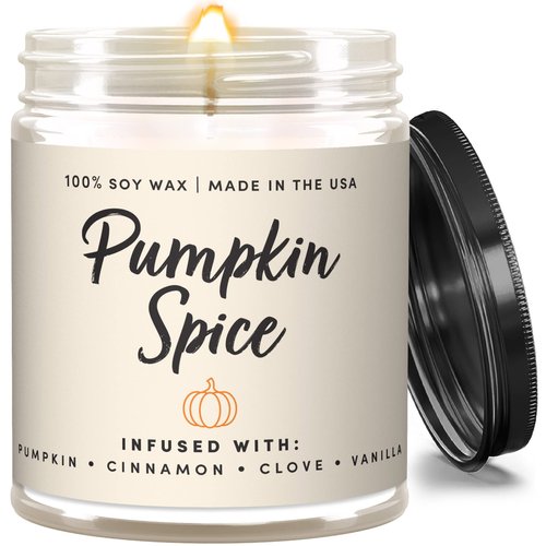 WAX & WIT Fall Candles - Pumpkin Candles, Fall Scented Candles, Fall Gifts for Women, Autumn Candles, Pumpkin Spice Scented Candles - Pumpkin Scented Candles - 9oz Reusable Jar, 50 Hour Burn