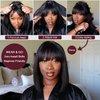 G&T Wig 99J Burgundy Straight Human Hair Lace Bob Wig With Bangs Realistic Look 2x1 HD Lace Glueless Wigs Blunt Cut 12 Inch Short Straight Human Hair Wigs for Black White Women