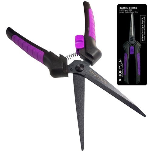 Non-stick Resin Resist Blade Garden Scissors 8.58" Precision Micro-Tip Pruning Shears Bigger Grip Pruner Snips Effort-saving Ergonomical Gardening Trimming Scissors for Buds Leaf Stem Fruit