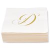 Gift Boutique 100 Gold Monogram Cocktail Napkins Letter D Disposable Paper Pack Elegant Metallic Golden Foil Hand Napkin for Powder Room Wedding Holiday Birthday Party Baby Shower Decorative Towels