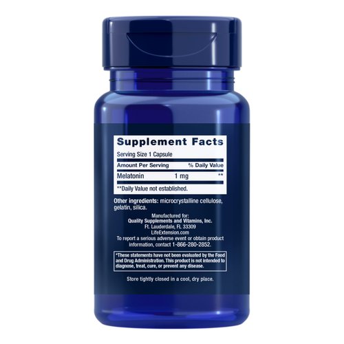Life Extension Melatonin 1 mg - For Restful Night, Hormone Balance, and Immune Health – Sleep Aid Melatonin Supplements Pills - Immediate Release - Gluten-Free, Non-GMO - 60 Capsules