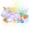 Hopearl LED Plush Unicorn Lighting Up Stuffed Mommy Unicorn with 3 Baby Unicorns in her Tummy Floppy Stuffed Animal Playset Night Lights Glow in The Dark Gifts for Kids Toddler Girls, White, 19''