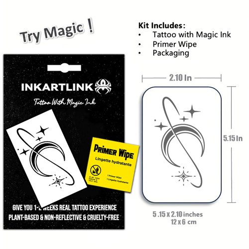 INKARTLINK Semi Permanent Tattoos, Temporary Tattoos for Girls, Party Tattoos, Waterproof, Natural and Realistic, Cruelty-free, Easy to Apply (Moon)