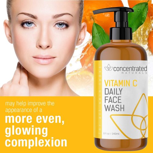 Concentrated Naturals Vitamin C Face Wash Daily Cleanser w/Marine & Plant Extracts & Retinol | Works to Help Cleaner, Brighten & Balance Complexion 8 Fl. Oz. | 240mL