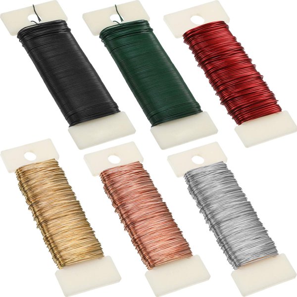 6 Rolls 112 Yards Floral Flexible Paddle Wire Floral Bind Wire for Crafts,Garland and Floral Flower Arrangements DIY Craft, Holiday Decoration (Green Red Silver Gold Black Rose Gold)