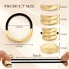 4PCS Gold Hair Ties, Metal Hair Ties for Thick Hair, Gold Geometric Hair Ties No Damage, Gold Ponytail Cuff Elastic Hair Ties for Women, Gold Hair Accessories for Christmas Holiday Gifts