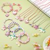 Bonuci 12 Pcs little Girls Jewelry Kids Necklaces and Bracelets Set Kids Jewelry for Girls Christmas Gift Cute Charm Toddler Bracelets for Pretend Play Dress Up Party Favors(Stylish Style)