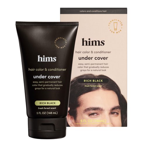 HIMS &amp; HERS Under Cover Hair Color &amp; Conditioner - Rich Black, Color Depositing, Deep Conditionin...