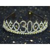 30th Gold Birthday Tiara and Sash Happy 30th Birthday Party Supplies 30th Birthday Glitter Satin Sash and Crystal Tiara Princess Birthday Crown for Girls 30th Birthday Party Decorations