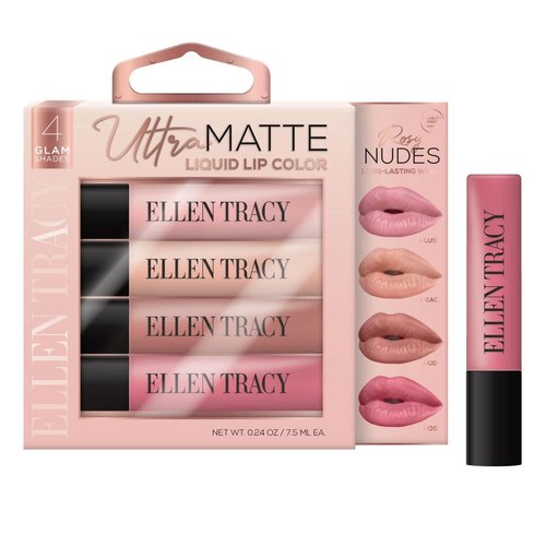 ELLEN TRACY 4-Piece Ultra Matte Liquid Lip Color Set - Rosy Nudes