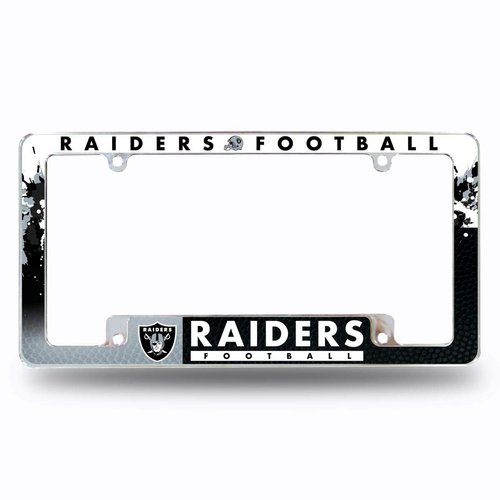 Rico Industries NFL Las Vegas Raiders Primary 12" x 6" Chrome All Over Automotive License Plate Frame for Car/Truck/SUV