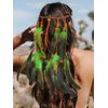 GORTIN Boho Feather Headband Hippie Headbands Indian Feather Headpiece Gypsy Festival Costume Headdress Hair Accessories for Women (Green, Free size)