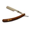 Classic Samurai Stainless Steel Professional Barber Folding Straight Edge Razor Shavette Men's Shaving Kit with 200 Count Lord Single Edge Razor Blades (Brown)