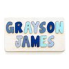 Personalized Wooden Name Puzzle for Kids, Handmade in USA by Bloom Owl, Custom Baby Gifts for Boys and Girls Christmas or First Birthday, Montessori Toys (Mint & Navy)