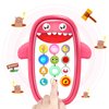 Baby Shark Cell Phone Toy Removable Teether Case, Light, Music & Adjustable Volume Kids Play & Learn Fake Phone Infant Toddler, Preschool Holiday Birthday Presnet for Girl Boy 0-6, 6-18 Months (Red)