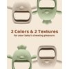 2 Packs Baby Teething Toy for 0-6 6-12 Months, Food Grade Silicone Teething Mitten, Anti Dropping Wrist Hand Teethers Baby Chew Toys for Sucking Needs, BPA Free (Green & Caramel)