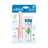 Dr. Brown's Infant-to-Toddler Training Toothbrush Set, Pink Elephant with Fluoride-Free Apple Pear Baby Toothpaste, 0-3 years