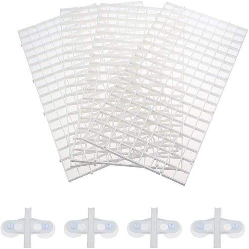 Senzeal 4PCS Aquarium Grid Divider Tray Egg Crate Aquarium Fish Tank Bottom Divider Isolation Board with Sucker Clips (White)