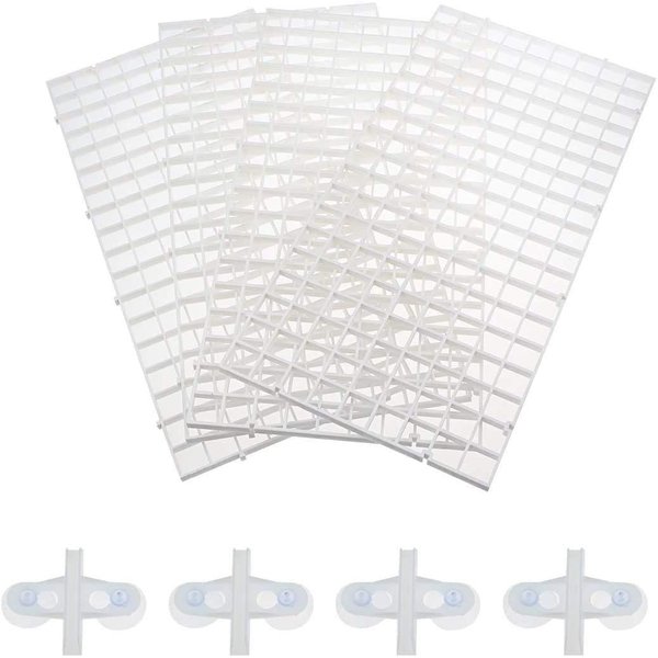 Senzeal 4PCS Aquarium Grid Divider Tray Egg Crate Aquarium Fish Tank Bottom Divider Isolation Board with Sucker Clips (White)