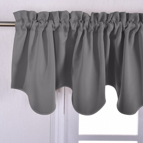 NICETOWN Valance Curtain for Bedroom, Blackout Window Valance for RV Camper - 52 inches by 18 inches Rod Pocket Farmhouse Kitchen Window Tier Drapery Curtain for Basement/Living Room, Grey, 1 Panel