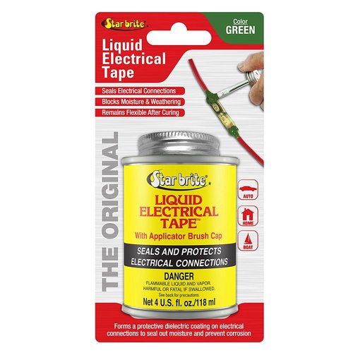 STAR BRITE Liquid Electrical Tape, Green - 4 OZ Can with Applicator Brush - Waterproof, UV-Resistant, Dielectric Sealant for Wires & Cables, Marine & Home Use (084106B)
