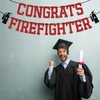 Red Glitter Congrats Firefighter Banner, First in Last Out/Class of 2024/So Proud of You, 2024 Graduation Party Decorations Supplies