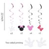 Kristin Paradise 30Ct Minnie Hanging Swirl Decorations - Ceiling Streamers for Mouse Birthday Party – Mini Mouse Theme Party Supplies – Party Favors for Kids - Glitter Pink, Black Decor