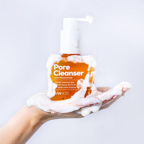 HANHOO Pore Cleanser with Niacinamide | Foaming Facial Cleanser | For Clogged Pores, Oily, and Acne-Prone Skin | Made with Niacinamide and Salicylic Acid | 2-in-1 Cleanser and Face Mask | 6.76 Fl Oz.