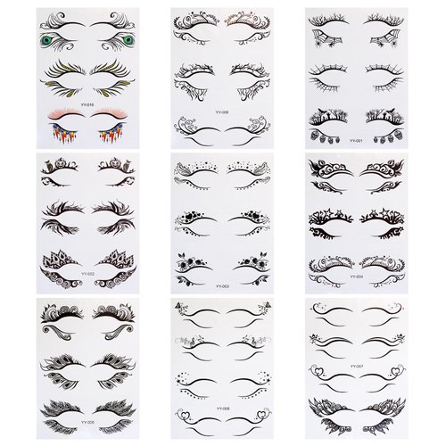 Halloween Eye Stickers for Women Penta Angel 29 Pairs Scary Spider Skull Bat Eyeliner Face Makeup Sticker Temporary Tattoos for Girls Halloween Masquerade Carnival Costume