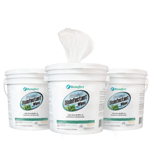 Benefect Botanical Disinfectant Wipes – 750 Sanitizing Wipes. 3 Pack of 250 Wipes Per Unit - High Traffic - Gym Wipes, Schools and Food Safe Cleaning (250, 3)