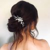 Easedaily Flower Bride Wedding Hair Comb Silver Crystal Bridal Hair Piece Rhinestone Hair Clip Hair Accessories for Women and Girls