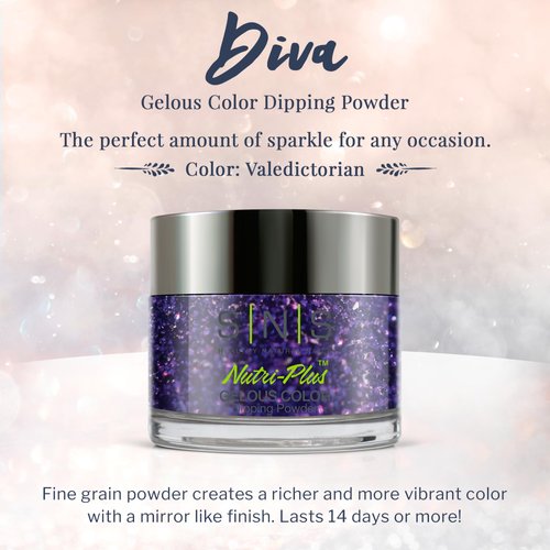 SNS Nail Dip Powder, Gelous Color Dipping Powder - Valedictorian (Purple/Violet, Glitter) - Long-Lasting Dip Nail Color Lasts 14 Days - Low-odor & No UV Lamp Required - 1 oz