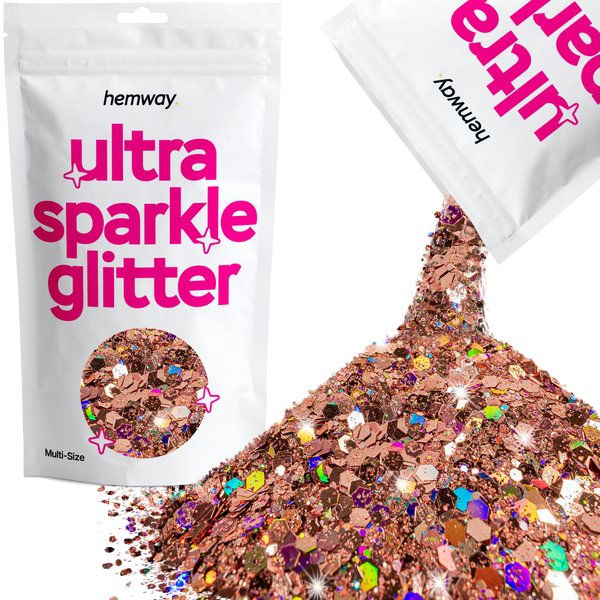 Glitter Multi Size Rose Gold Holographic Ultra Sparkle Sequins Nail Face Festival Christmas Halloween Makeup Chunky Fine 100g / 3.5oz