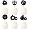 Ercadio 24 Pack Robot Gears Cupcake Toppers Black Cartoon Robot Gears Cupcake Toppers Picks Robot Gear Happy Birthday Cake Decor for Robot Theme Boys Birthday Baby Shower Party Supplies