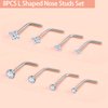 Lucktree 8PCS Nose Studs, Surgical Steel Nose Stud 20 Gauge, Nose Piercing, L Shaped Body Jewelry for Women Men Girls, Silver, CZ Diamond 1.5mm 2mm 2.5mm 3mm