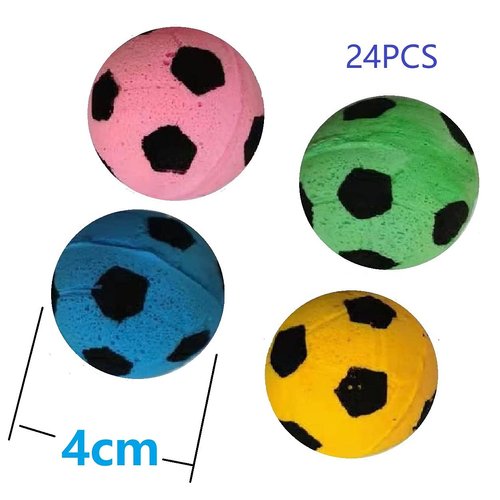 GINFH Cat Foam Ball Cat Sponge Ball Toy Cat Soccer Ball Toy (Foam Soccer Balls 24 PCS)