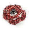 Medium Decorative Hair Comb Rhinestone Crystal Rose Bridal Hair Comb, Red
