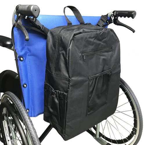 Durable Oxford Cloth Wheelchair Bag for Back of Chair with Pockets Mobility Devices Accessory Wheelchair Backpack Storage Carrier Bag Fits for Most Wheelchairs
