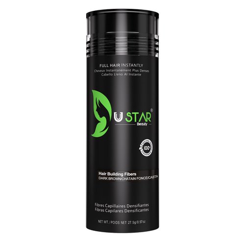 Ustar Hair Building Fibers for Thinning Hair 27.5g Dark Brown Conceals Hair Loss Instantly Thicker Fuller Look 9 Shades for Women & Men