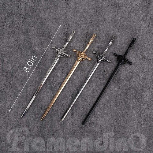 Framendino, 4 Pack Ancient Style Sword Hair Chopsticks Chinese Style Hair Sticks for Bun Hair Long Hair Classic Vintage Hair Sticks Women Hair Accessories