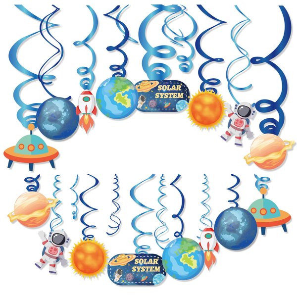 30Pcs Outer Space Theme Party Decoration,Hanging Swirl Ceiling Whirl Party Supply for Boy Birthday Party Decorations, Baby Shower Party Hanging Decor