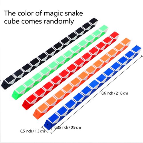 Sunshane 24 Pack 24 Blocks Magic Snake Cube, Mini Snake Speed Cubes, Twist Puzzle Toys for Kids Party Bag Fillers, Party Favours, Random Color