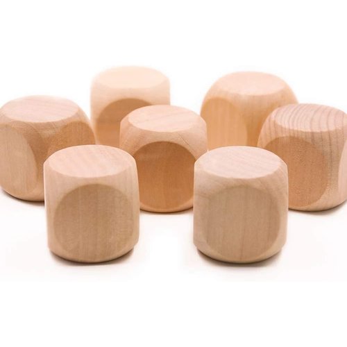 10 Pcs Wooden Dice, 6 Sided Blank Dice Round Corner Cube Dice DIY Graffiti Dice Crafts Toy Dice Board Game Party Supplies Standard Game Dice (1.8cm)